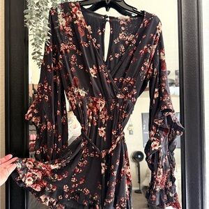 ODDY Black and Red Floral Dress